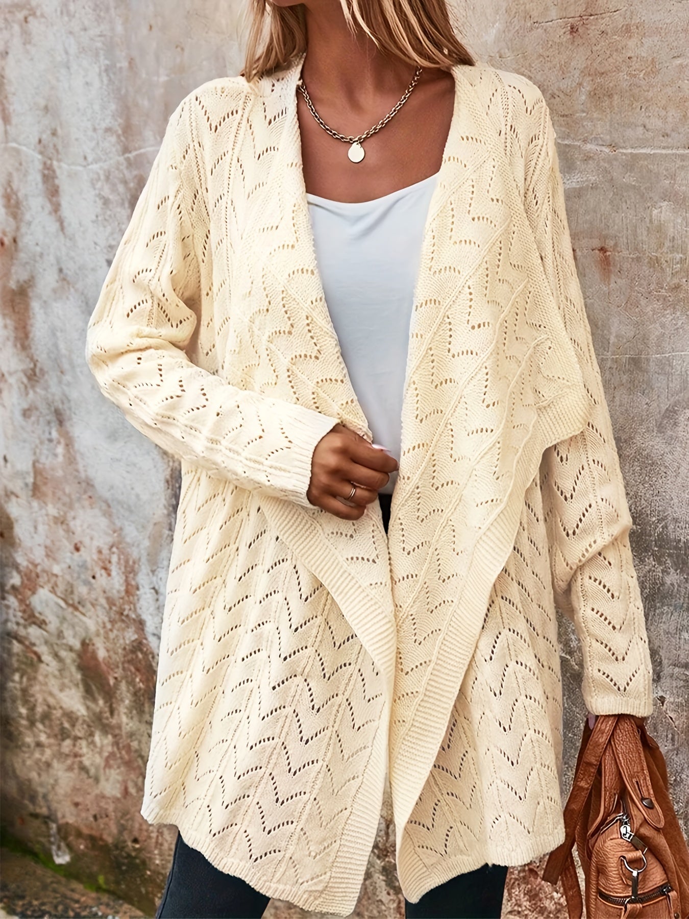 Eyelet Embroidered Long Sleeve Cardigan