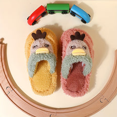 Girls' Cartoon Furry House Shoes, Non Slip Soft Bottom Walking Shoes