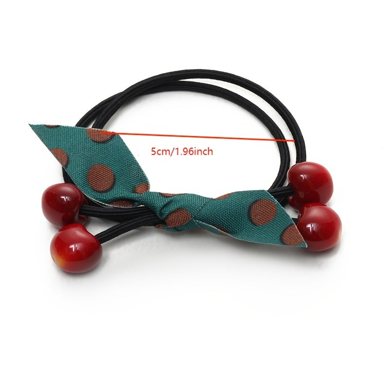 5pcs Cherry Hair Tie Ponytail Holders for Girls