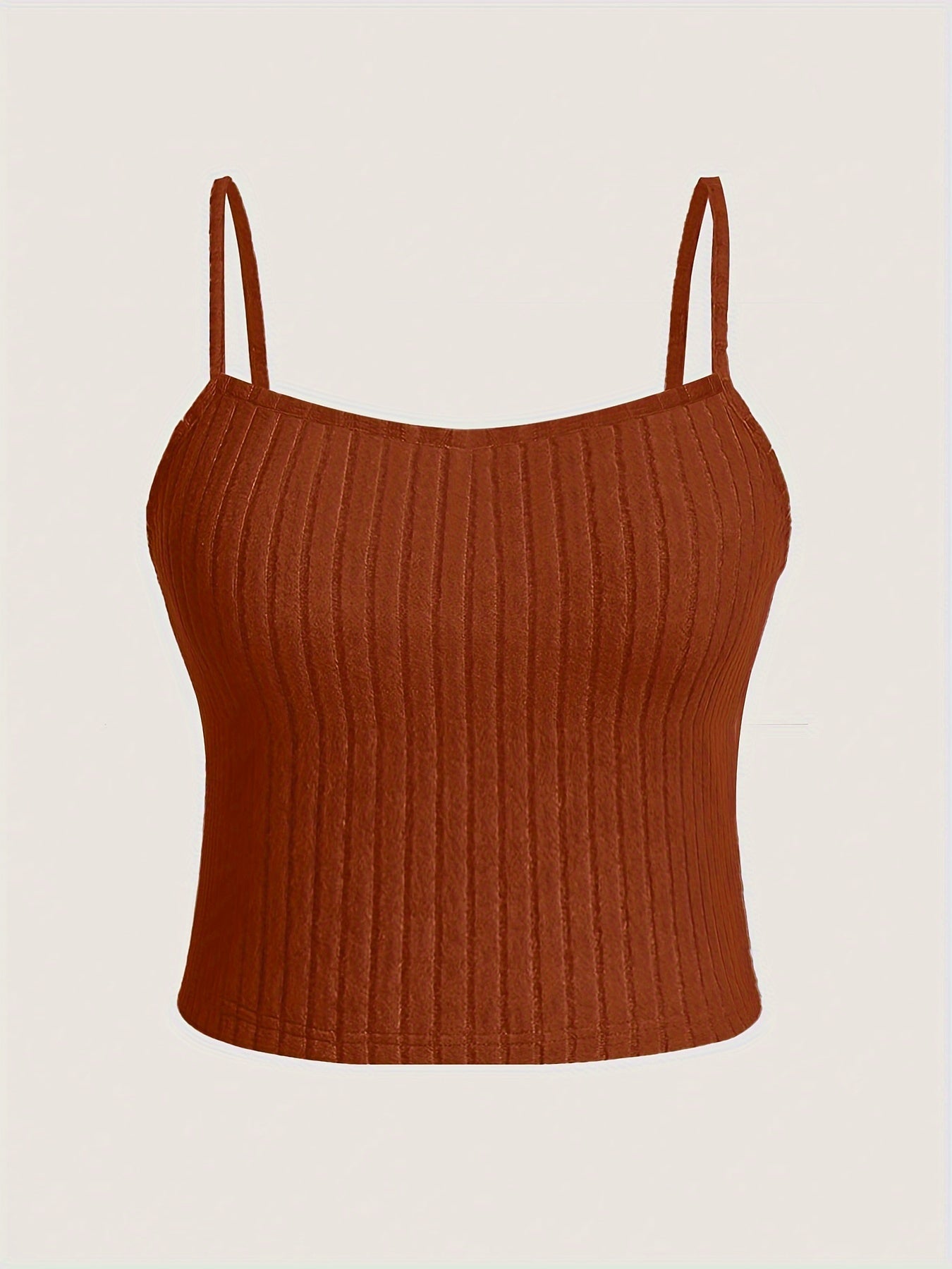 Solid Ribbed Knit Camisole Sleepwear Top