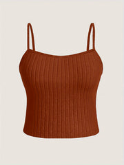 Solid Ribbed Knit Camisole Sleepwear Top