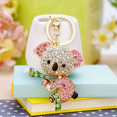 Rhinestone Koala Keychain Metal Key Ring Purse Bag Backpack Car Charm