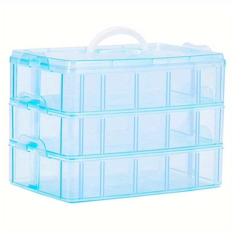 Translucent 3 Layer Stackable Storage Box 30 Compartments Dust Proof
