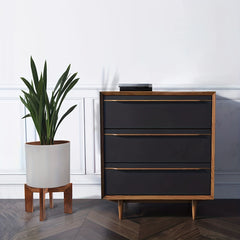 2 Wood Plant Stands Modern Rattan Flower Pot Stand Low Indoor Wooden Stool