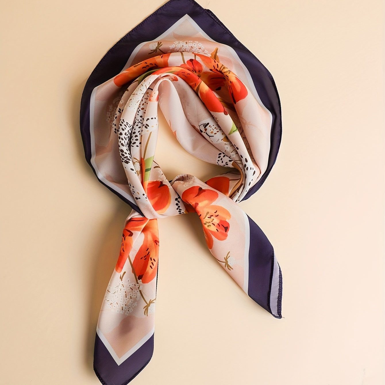 Flower Animal Print Bandana Shawl Satin Scarf Neckerchief Head Wrap