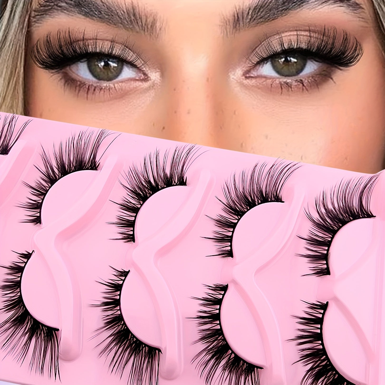 5 Pairs Natural Fluffy Cat Eye False Eyelashes Angel Wings