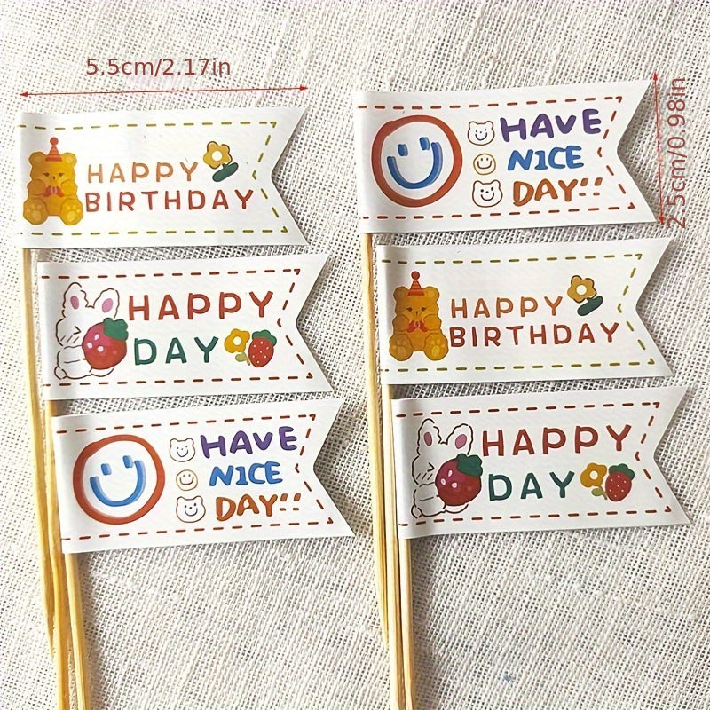 14pcs Smiling Bears Flags Cake Decoration Birthday Party Decor
