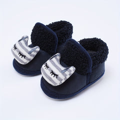Baby Boys Cartoon Soft Warm Fleece Boots - Indoor Walking Shoes