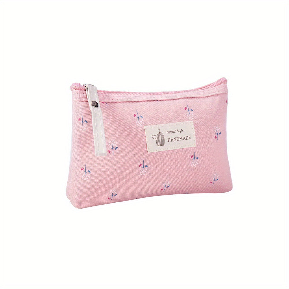 Floral Pattern Small Makeup Bag Toiletry Pouch Waterproof Cosmetic Bag