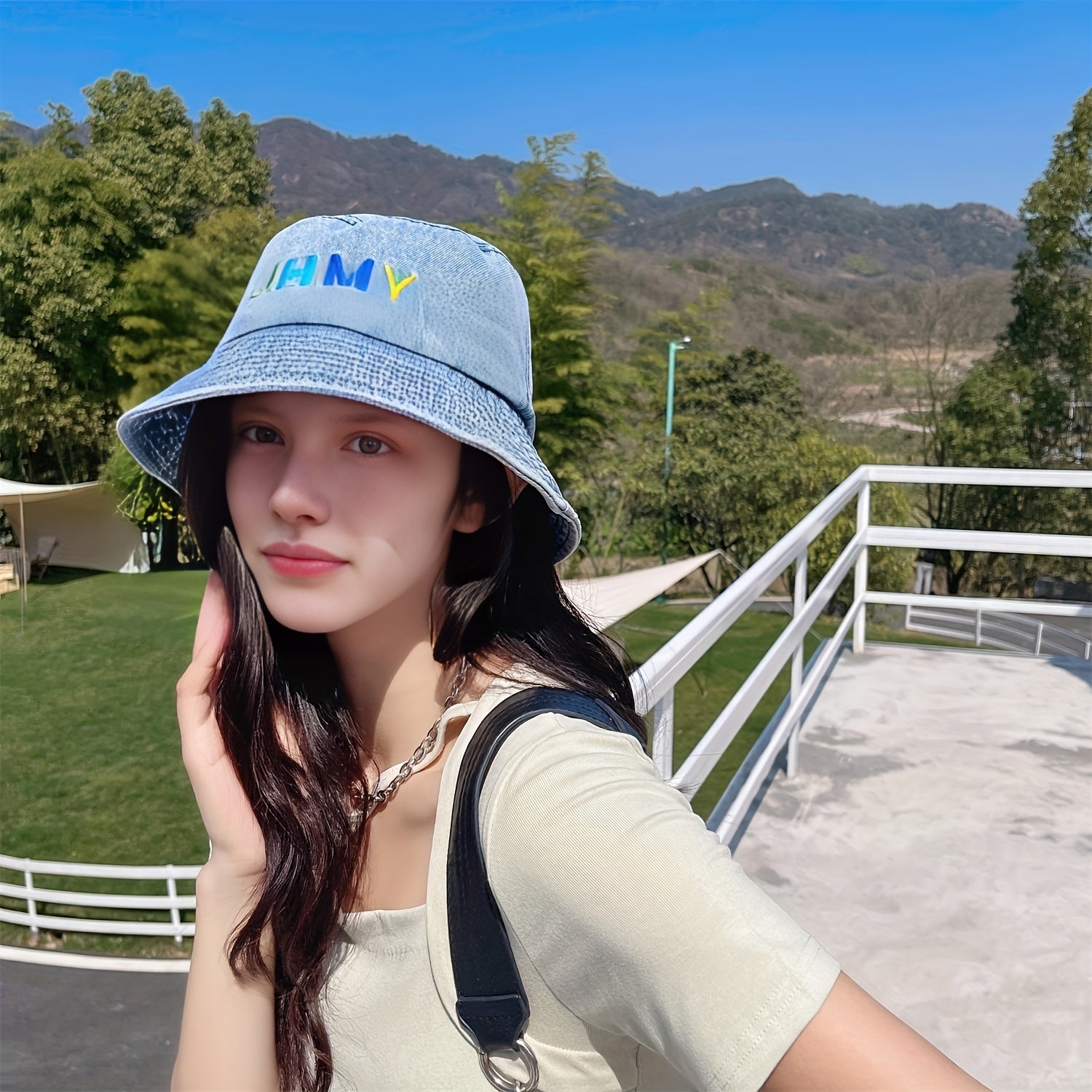 Distressed Denim Bucket Hat Washed Fisherman Cap