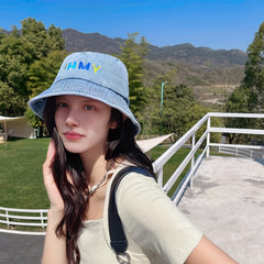 Distressed Denim Bucket Hat Washed Fisherman Cap