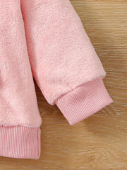 Pink Sports Sweatshirt Fleece Long Sleeve Pullover Blouse for Baby Girls