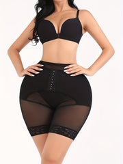Mesh Stitching Shaping Shorts Tummy Control Slimming Elastic Shorts