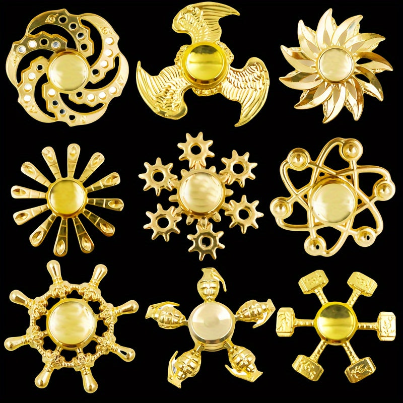 Yellow Metal Fidget Spinner Toy Golden High End Fidget Spinner Balancing Top