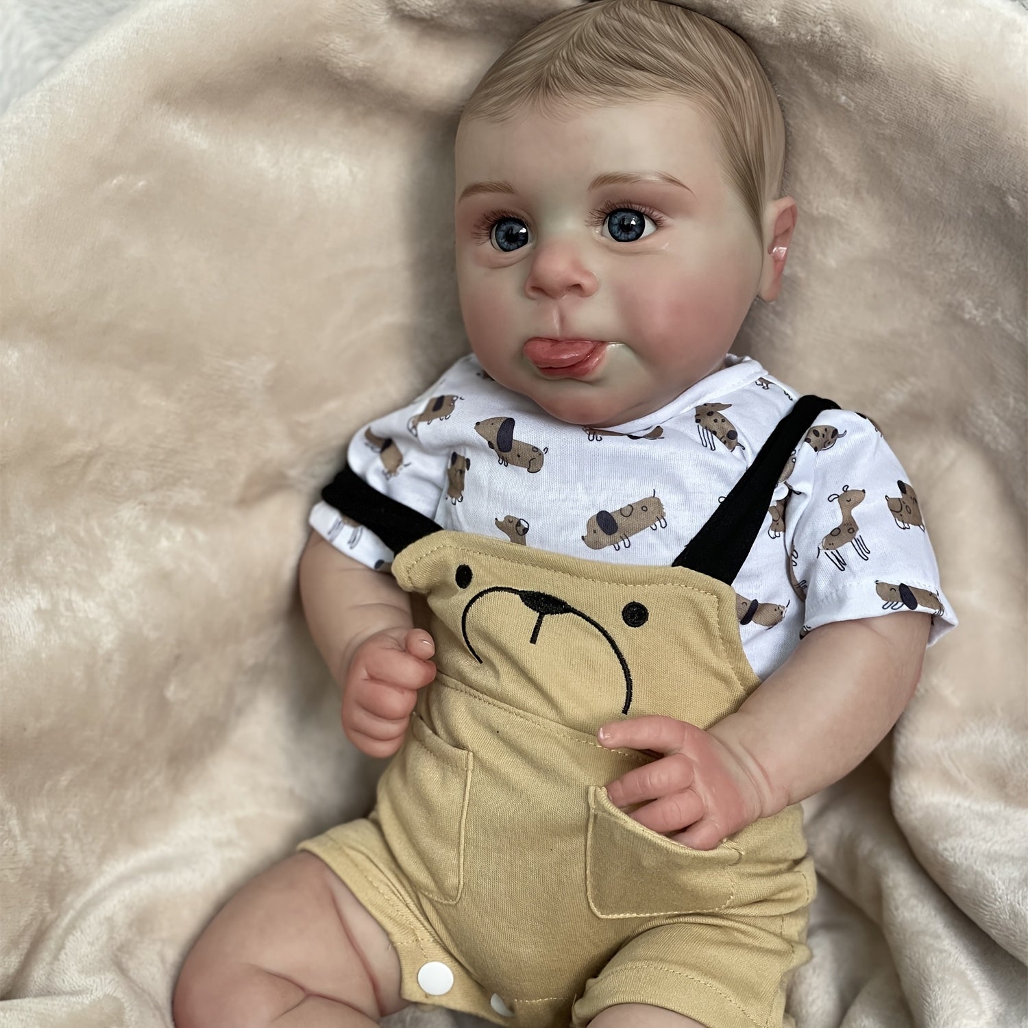 22" Reborn Baby Doll Soft Body Open Eyes Animal Print Outfit Shower Safe