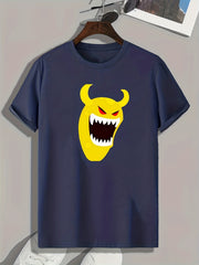 Monster Print Men's Sports T-shirt Graphic Tee for Fitness Activities