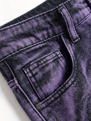 Y2k Tie Dye Ripped Jeans Men's Casual Street Style Regular Denim Pants