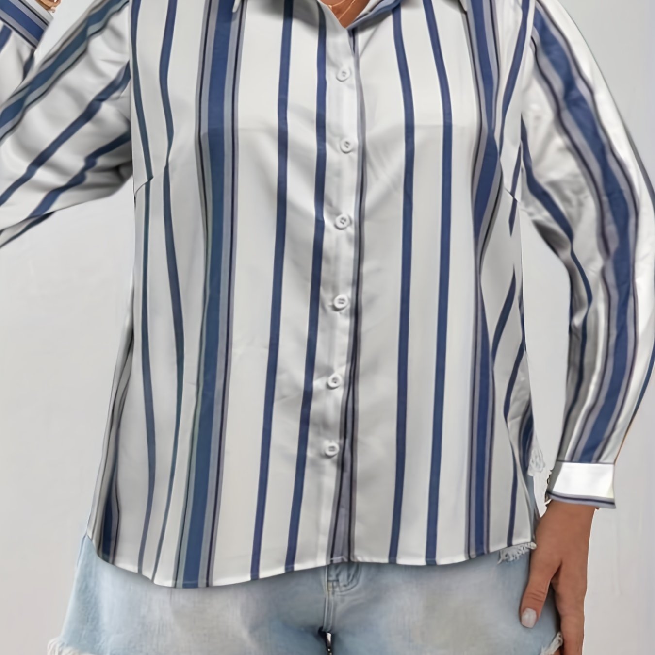 Women's Stripe Print Long Sleeve Blouse