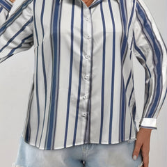 Women's Stripe Print Long Sleeve Blouse
