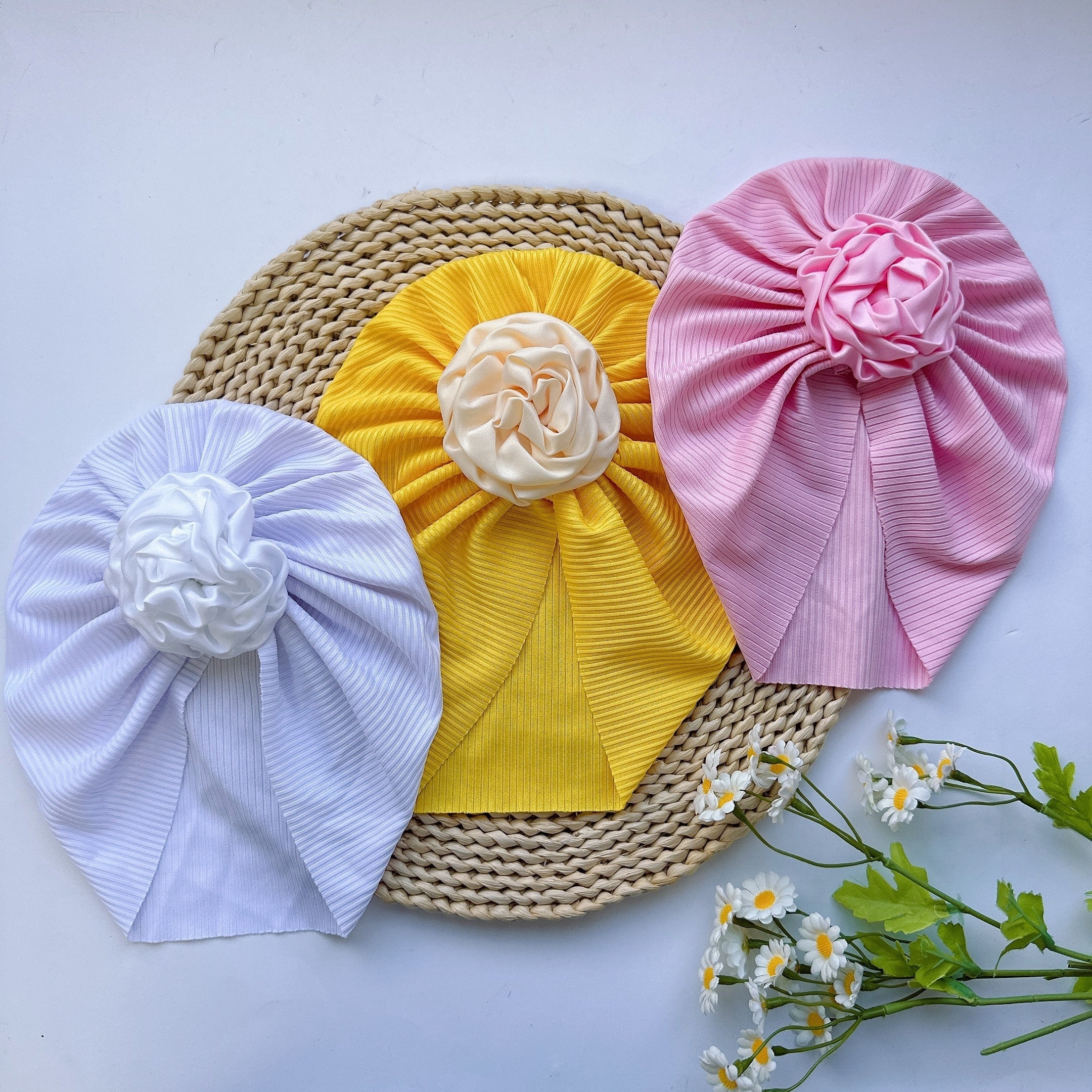 Soft Elastic Baby Flower Hat for Girl