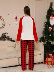 Christmas Print Lounge Set Long Sleeve Crew Neck Top & Plaid Pants