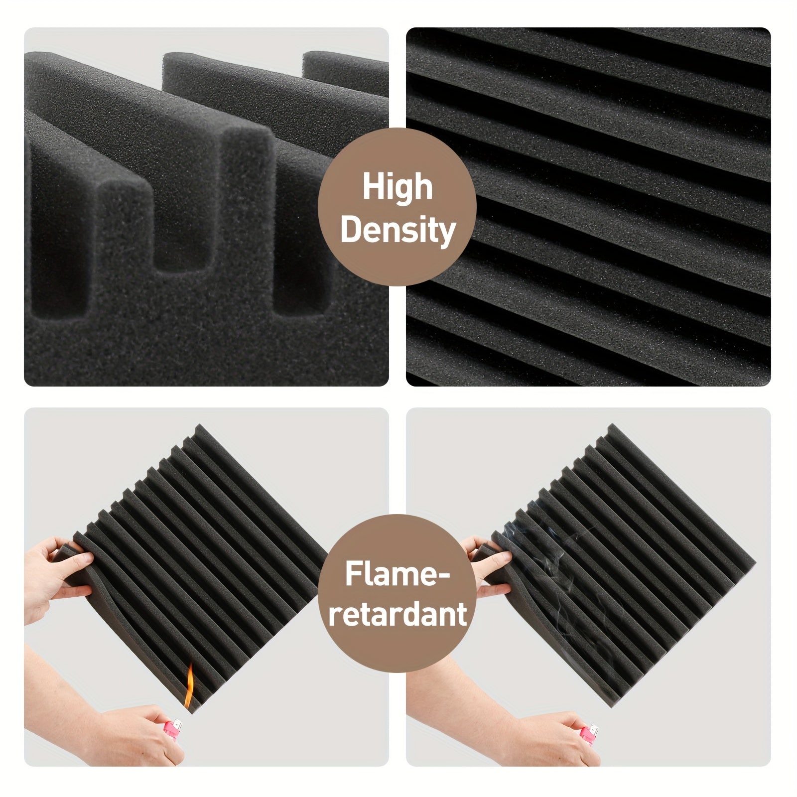 24pcs Sound Absorbing Grooves High Density Resilient Fire Resistant Hom
