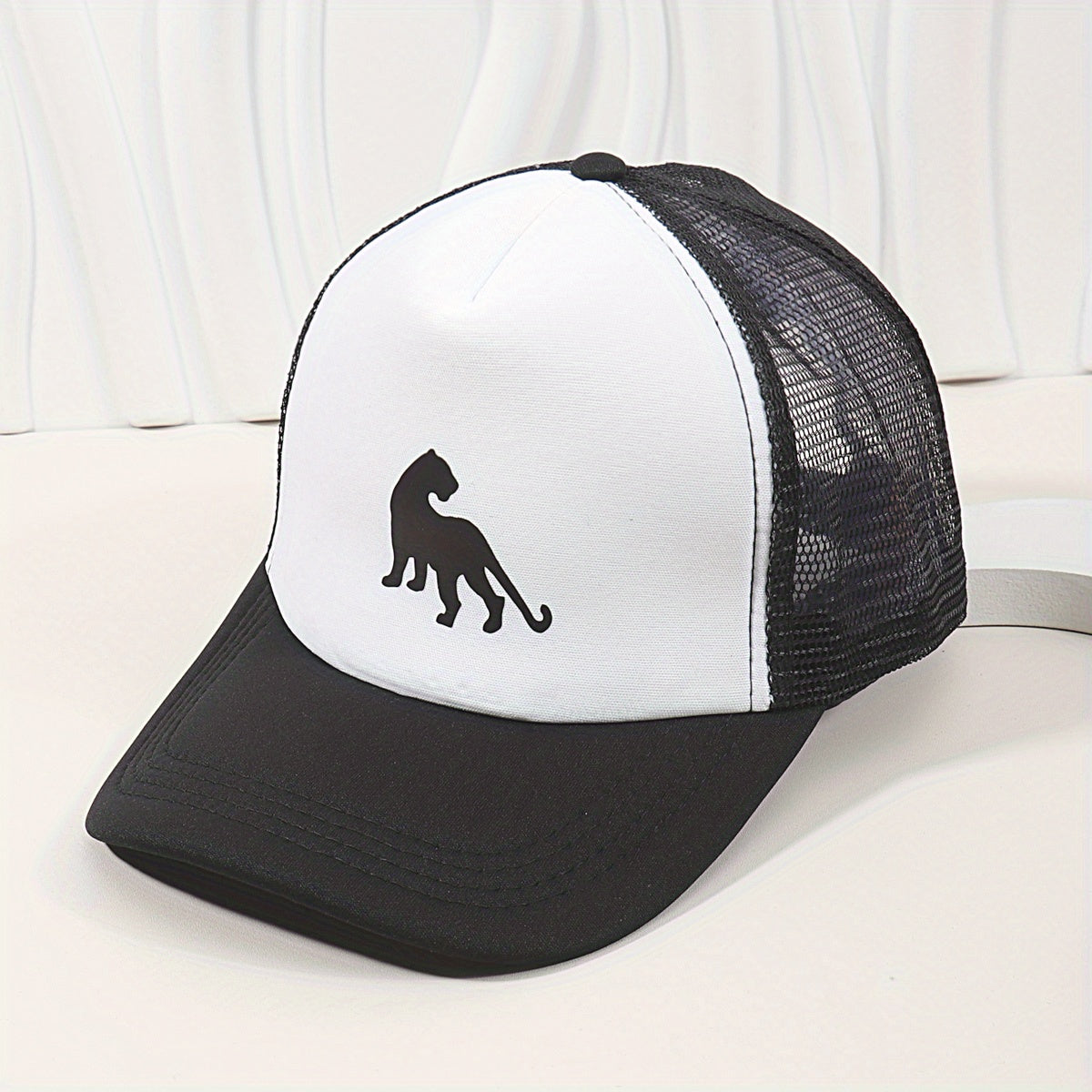 Animal Print Mesh Trucker Hat Unisex Breathable Sunscreen Dad Hat
