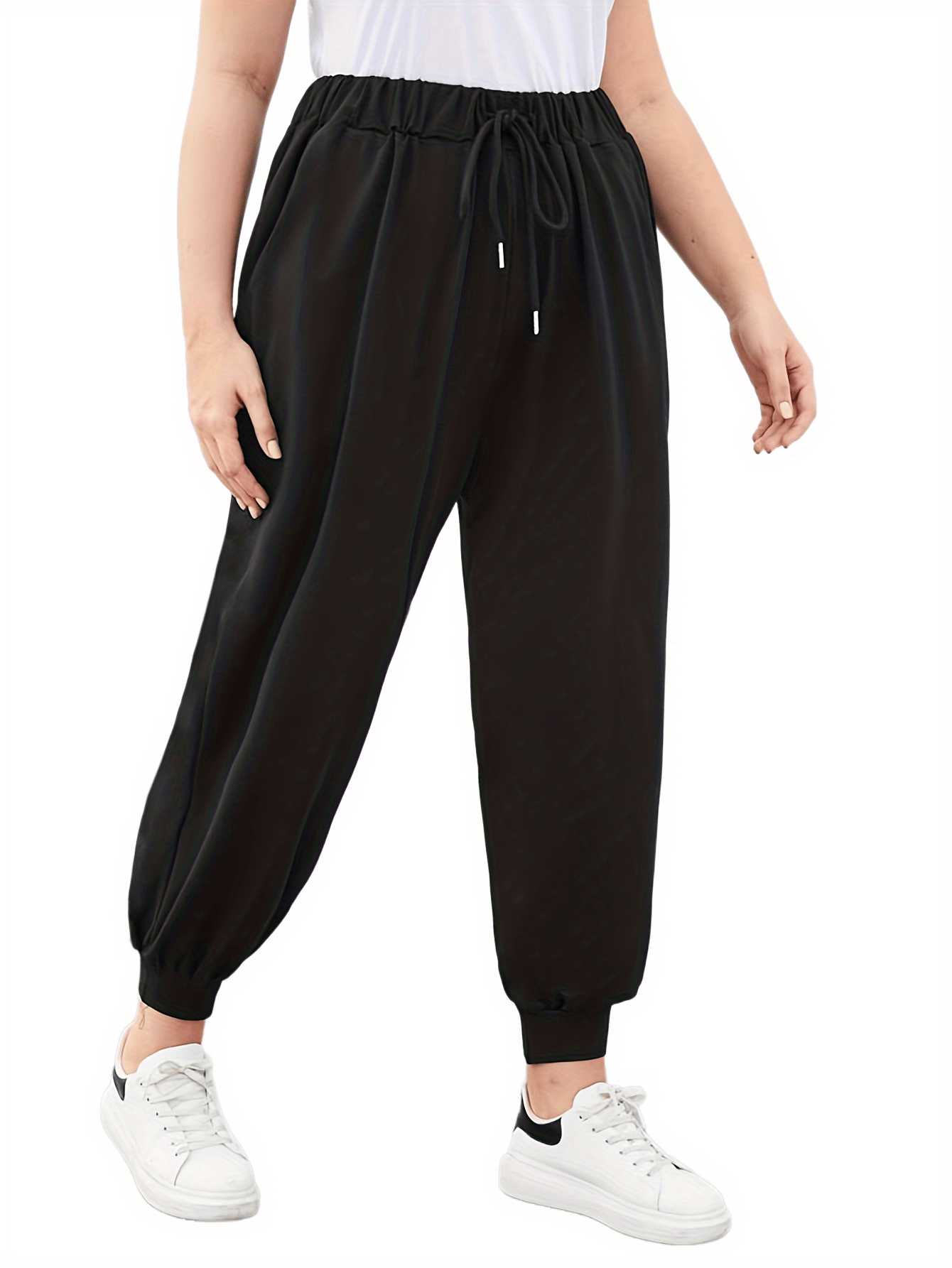 Fleece Lined High Waist Joggers with Pockets