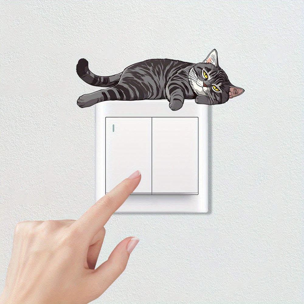 Cartoon Cat Wall Sticker for Bedroom and Living Room Switch Decoration