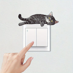 Cartoon Cat Wall Sticker for Bedroom and Living Room Switch Decoration