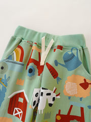 Cartoon House And Car Boys Sweatpants