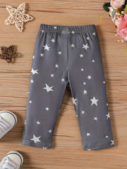 Baby Girls Star Print Elastic Waist Trousers
