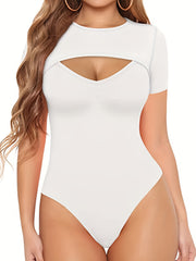 Sexy Short Sleeve Cut Out Bodysuit for Women