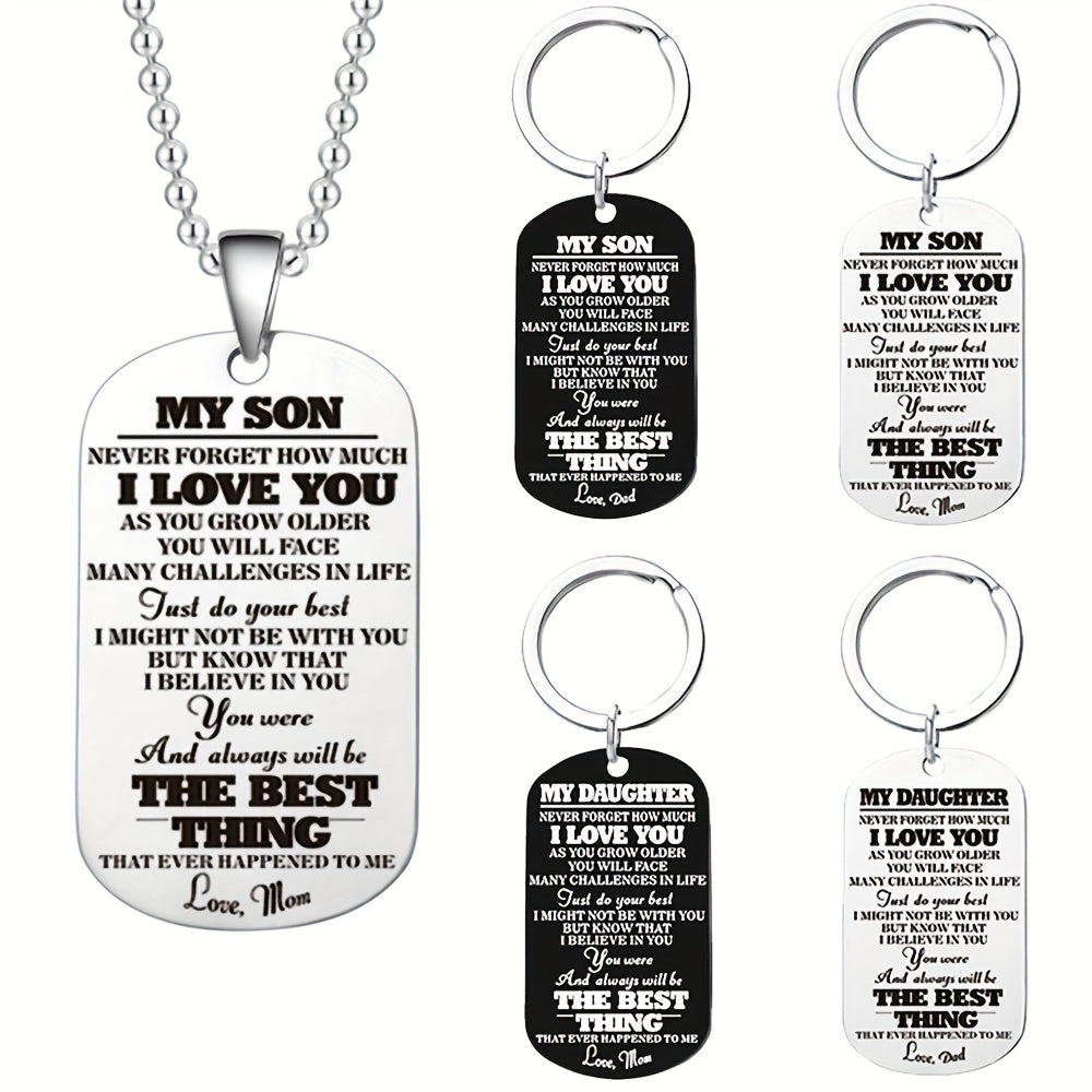 Parent Child Necklace Keychain Gift Mom/Dad To Son/Daughter Pendent