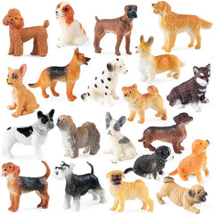 20pcs Realistic Mini Dog Figurines Set Hand Painted Detailed Plastic Puppy F