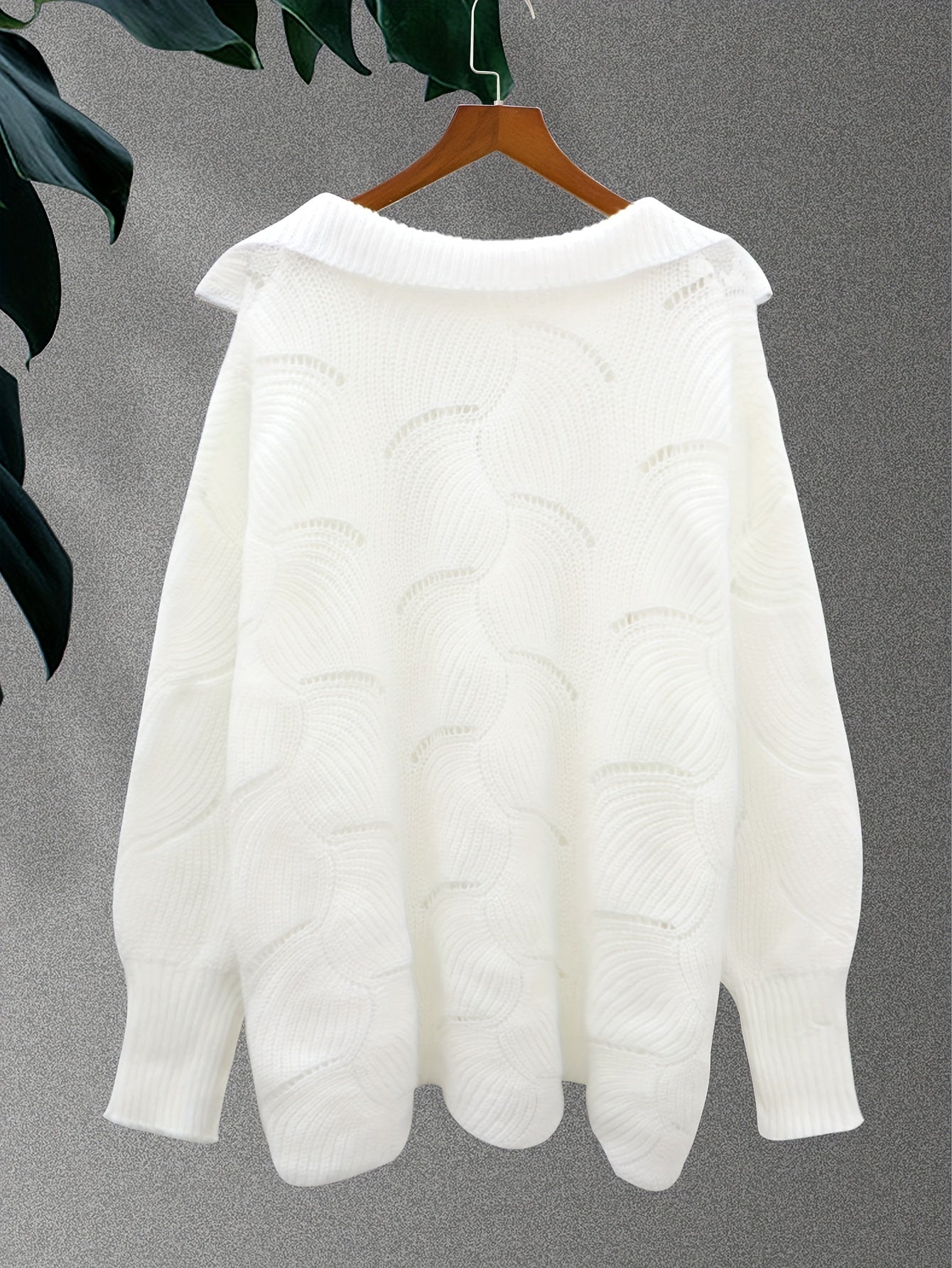 Casual Sweater Women's Plus Knitted Half Zipper Long Sleeve Pullover