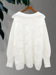 Casual Sweater Women's Plus Knitted Half Zipper Long Sleeve Pullover