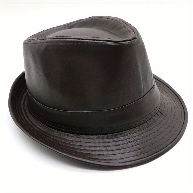 Men's PU Leather Top Hat Jazz Top Hat Outdoor Casual Hat
