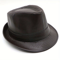 Men's PU Leather Top Hat Jazz Top Hat Outdoor Casual Hat