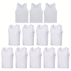 12pcs Men's Sleeveless Round Neck Tank Top for Summer Training