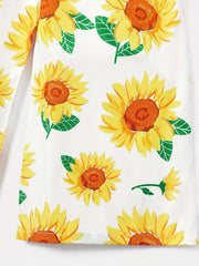 Toddler Girl Sunflower Print Flounce Slip Jumpsuit