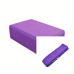 Yoga Block & Belt Combo for Beginners - Lightweight Foam Block with Non-slip