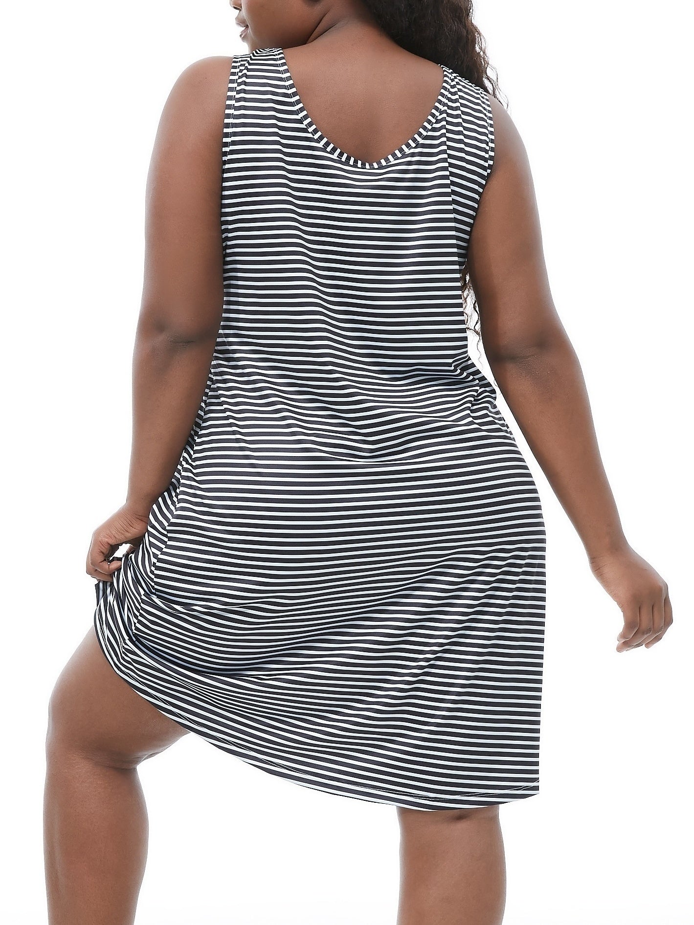 Stripe Print Round Neck Tank Sleep Dress
