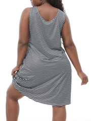 Stripe Print Round Neck Tank Sleep Dress