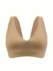 Seamless Solid High Stretch Invisible Bra with Removable Pads