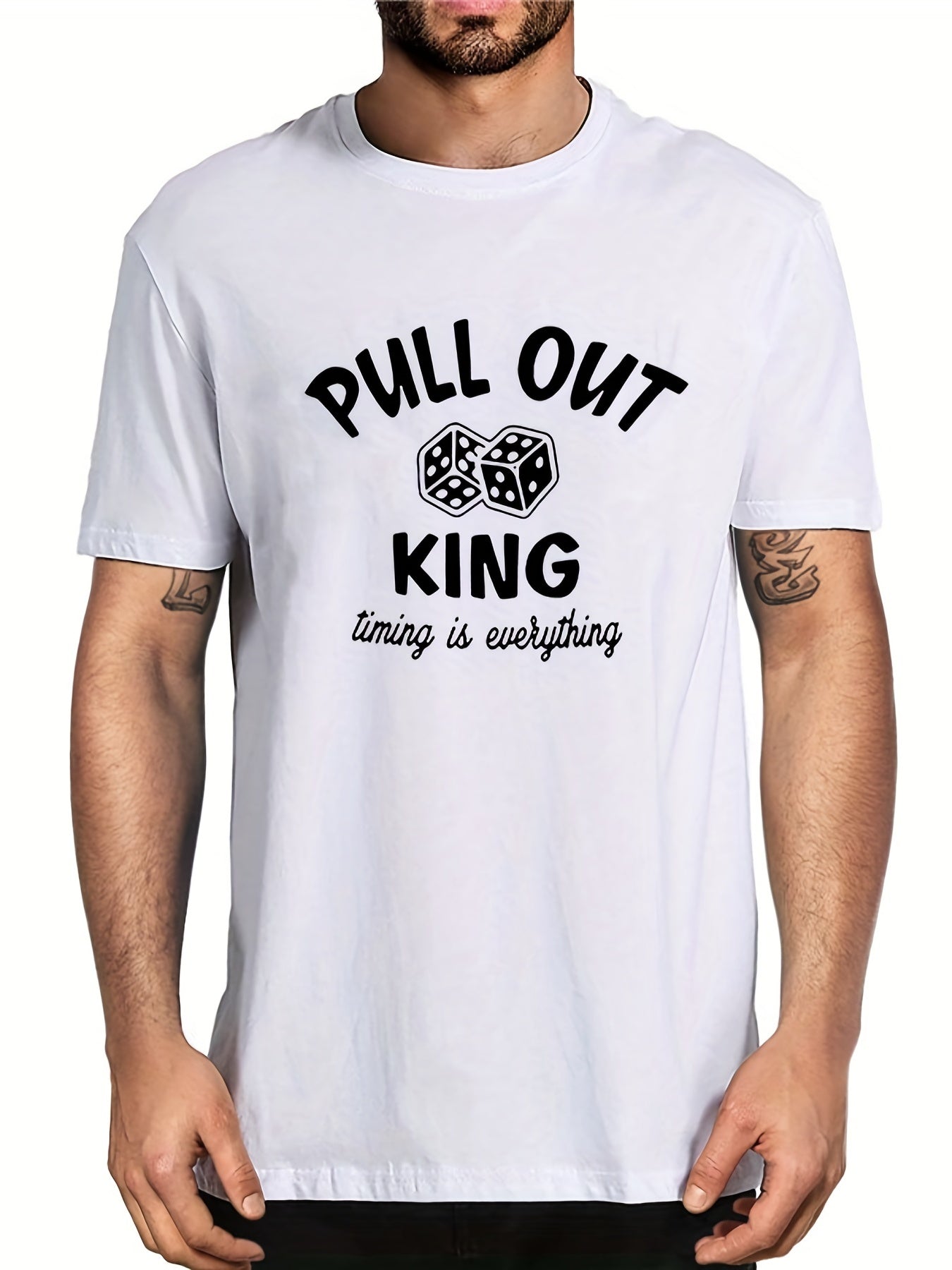 Men's Pull Out King Print T-shirt for Summer Outdoor