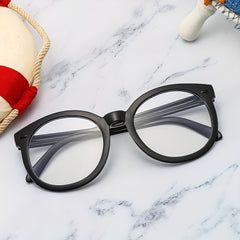 Retro Large Round Clear Lens Blue Light Blocking Glasses
