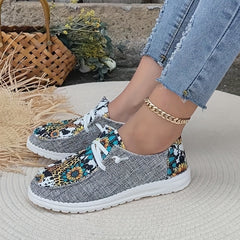 Women's Chevron Pattern Sneakers Casual Lace Up Outdoor Shoes