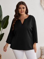 Solid Batwing Sleeve Casual Blouse Loose Fit Top