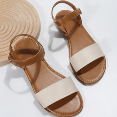 Women's Flat Summer Sandals Ankle Buckle Strap Casual Beach Sandals